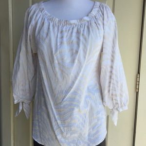 Anna Klein 100/% cotton 3/4sleeve blouse size L